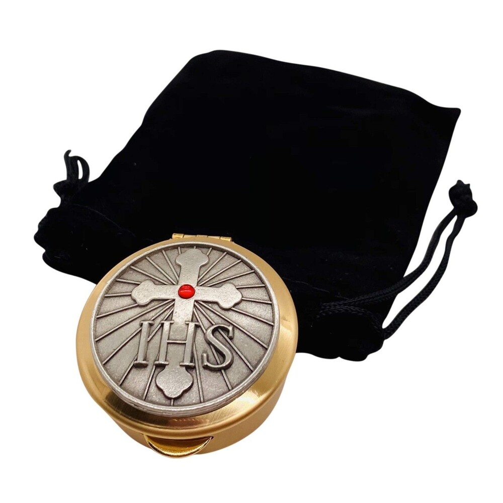 JWG Industries Pyx with IHS Cross and Red Stone